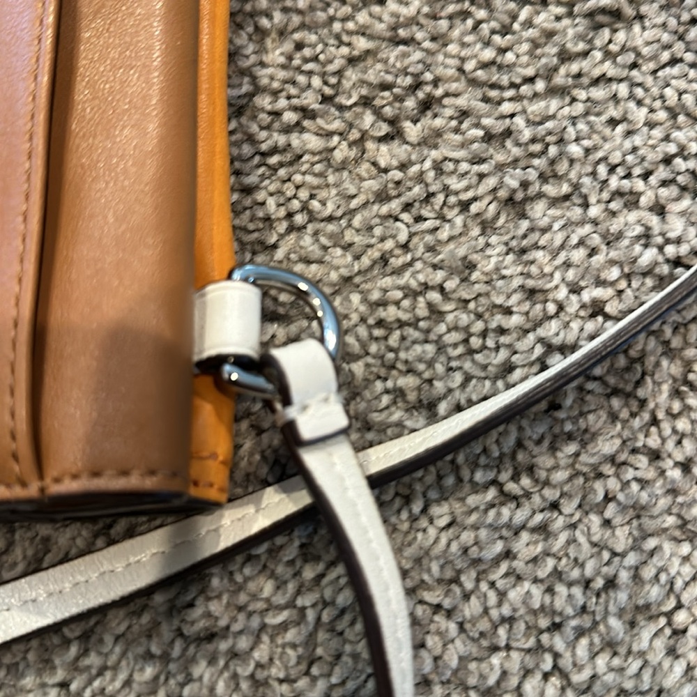 Coach Two-Tone Leather Crossbody Bag - Orange and Tan - Picture 8 of 10